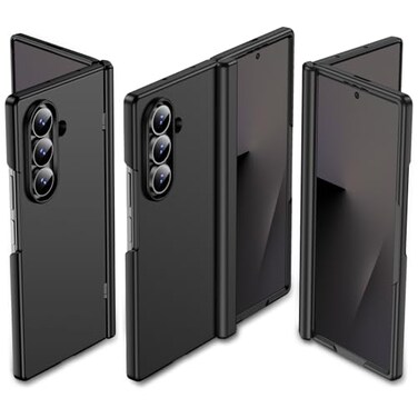 MAKAVO for Samsung Galaxy Z Fold 7 Case Builtin Outer Screen Protector Hinge Protection Fold7 Slim Thin Full Body Hard Shockproof Phone Cover Black