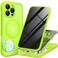 BERFY for iPhone 16 Pro Max Case Compatible with MagSafe Builtin Privacy Screen Protector Camera Protection Shockproof Full Body Phone Case 69 Translucent Bright Green