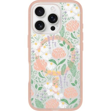 OtterBox iPhone 16 Pro Symmetry Series Clear Case Peachy Bloom Pink UltraThin Sleek iPhone Case Floral iPhone Case
