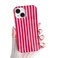 Yeddabox for iPhone 15 Case Cute Striped Phone Case Soft TPU Slim Shockproof Phone Cover for Women Girls Red and Pink