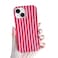 Yeddabox for iPhone 15 Case Cute Striped Phone Case Soft TPU Slim Shockproof Phone Cover for Women Girls Red and Pink
