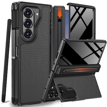 NINKI for Samsung Galaxy Z Fold 7 Case with S Pen Holder Stylus and Invisible KickstandBuilt in Privacy Screen Protector and Hinge Phone Cover for Samsung Z Fold 7 Case with Slim S Pen Slot Black