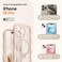 CAPRARO for iPhone 15 Pro Case with 360 Spin Magnetic Stand for Women Compatible with MagSafe Full Camera Protection Cute Wave Translucent Matte Case for iPhone 15 Pro Rose Gold