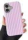Longlayss Compatible with iPhone 16 Plus Case Cute Aesthetic Striped Phone Case for Women Girl Shockproof Slim TPU and Hard PC Protective Cover Pink