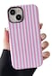 Longlayss Compatible with iPhone 15 Case Cute Aesthetic Striped Phone Case for Women Girl Shockproof Slim TPU and Hard PC Protective Cover Pink