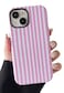 Longlayss Compatible with iPhone 15 Case Cute Aesthetic Striped Phone Case for Women Girl Shockproof Slim TPU and Hard PC Protective Cover Pink