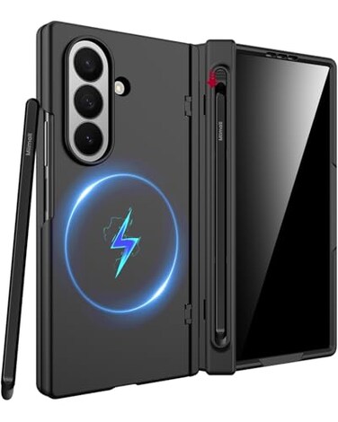 Miimall for Samsung Galaxy Z Fold 7 Case with S Pen S Pen Holder Builtin Privacy Screen Compatible with MagSafe Magnetic Hinge Protection Shockproof Matte Case for Z Fold 7 Black