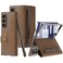 DEMCERT for Samsung Galaxy Z Fold 7 Case with Pen Armor Full Body Protective Removable Pen Slot AntiScratch Hard Slim Leather Bracket Case with Screen Protector Brown