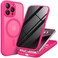 BERFY for iPhone 14 Pro Max Case Compatible with MagSafe Builtin Privacy Screen Protector Camera Protection Shockproof Full Body Phone Case 67 Translucent Hot Pink