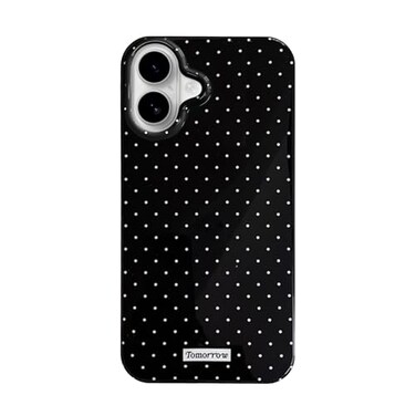 inewateri Compatible with iPhone 16 Case with Cute Fashion Polka Dot Aesthetics Design Simple Cases for Soft TPU Slim Protection CoverBlack