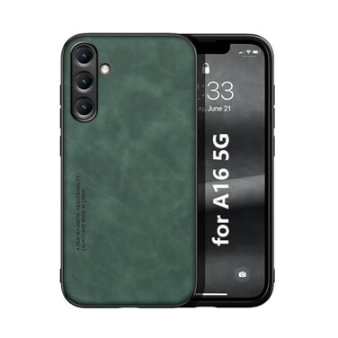 Kepuch Silklike Case Compatible for Samsung Galaxy A16 5G Magnetic Holder Builtin Metal Plate Cover Bumper Green