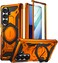 Poetic Spartan for Samsung Galaxy Z Fold 7 Case Hinge ProtectionMagnetic Ring Adjustable StandBuiltin Screen ProtectorCompatible with MagSafe FullBody Rugged Phone Case Metallic Orange