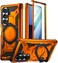 Poetic Spartan for Samsung Galaxy Z Fold 7 Case Hinge ProtectionMagnetic Ring Adjustable StandBuiltin Screen ProtectorCompatible with MagSafe FullBody Rugged Phone Case Metallic Orange