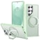 Zalinbo for Samsung Galaxy S25 Ultra Case with 360Rotatable Magnetic Ring Stand Compatible with MagSafe Military Protection Shockproof Matte Translucent Phone Cases for S25 Ultra 69Green