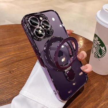 QSIETSPY Magnetic Case for iPhone 14 Pro Max with Invisible Stand Military Drop ProtectionCompatible with MagSafe Full Camera Protection Clear Soft TPU for iPhone 14 ProMax Case 67 InchesPurple