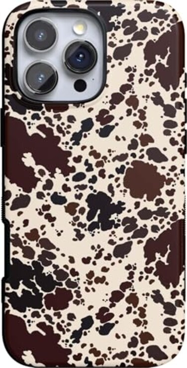 Casely iPhone 16 Pro Max Case Cowgirl Envy Cow Print Bold Protective Design Compatible with MagSafe