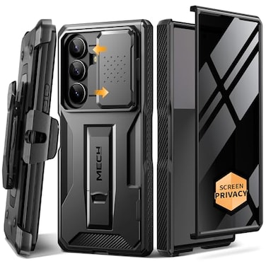 TONGATE for Z Fold 7 Case with Privacy Screen Protector Builtin Slide Camera Cover Stand Anti Spy Military Grade Drop Phone Case for Samsung Galaxy Z Fold 7 with Belt Clip Black Privacy