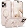CAPRARO for iPhone 15 Pro Max Case with 360 Spin Magnetic Stand for Women Compatible with MagSafe Full Camera Protection Cute Wave Translucent Matte Case for iPhone 15 Pro Max Rose Gold