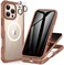 CENHUFO Magnetic Privacy for iPhone 16 Pro Max Case Compatible with Magsafe Full Body Phone Case Builtin 9H Tempered Glass Privacy Screen Protector and Camera Lens Protector Cover Desert Brown