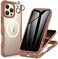 CENHUFO Magnetic Privacy for iPhone 16 Pro Max Case Compatible with Magsafe Full Body Phone Case Builtin 9H Tempered Glass Privacy Screen Protector and Camera Lens Protector Cover Desert Brown
