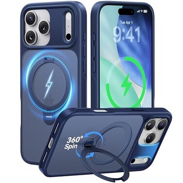 CASEKOO Official Blue for iPhone 17 Pro Case with 360 Spin Magnetic Stand Camera Protection 18FT Military Grade Protection Fit for MagSafe Shockproof Ring Grip Slim Matte 63 Inch