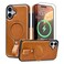 Butaiga for iPhone 17 Leather Case with Stand AntiSlip Grip Ring Fits for MagSafe Brown iPhone 17