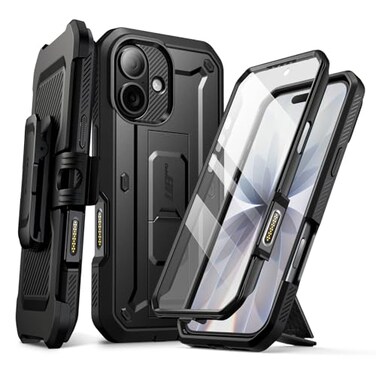 SUPCASE for iPhone 17 Case with Camera Control Button Unicorn Beetle Pro Builtin Kickstand Screen Protector MilitaryGrade Protection Full Body Heavy Duty Phone Case Black