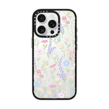 CASETiFY Compact Case for iPhone 16 Pro Lightweight 4 ft 2X Military Grade Drop ProtectionSlim Pink Pastel Cute Floral Clear Black