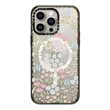 CASETiFY Impact iPhone 15 Pro Max Case 4X Military Grade Drop Tested 82ft Drop ProtectionCompatible with Magsafe Flower Prints Eleanor by Ivory Paper Co Clear Black