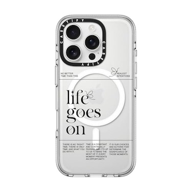 CASETiFY Clear iPhone 16 Pro Case Not Yellowing 66 ft 3X Military Grade Drop ProtectionMagsafe Life Goes On Clear