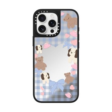 CASETiFY Mirror iPhone 16 Pro Max Case Reflective 49 ft 1X Military Grade Drop ProtectionCompatible with Magsafe Puppy Pudding Silver on Black
