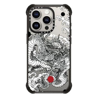 CASETiFY Ultra Impact iPhone 15 Pro Case Strong Slim 115ft 5X Militray Grade Drop ProtectionCompatible with Magsafe Power Dragon Clear Black