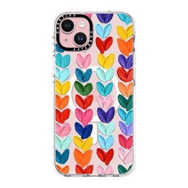CASETiFY Clear iPhone 15 Plus Case Not Yellowing 66 ft 3X Military Grade Drop ProtectionCompatible with Magsafe Clear Polka Daub Hearts Clear