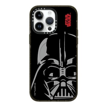 CASETiFY Impact iPhone 14 Pro Max Case Star Wars CoLab 82ft Drop ProtectionMagsafe Darth Vader Helmet Case Clear Black