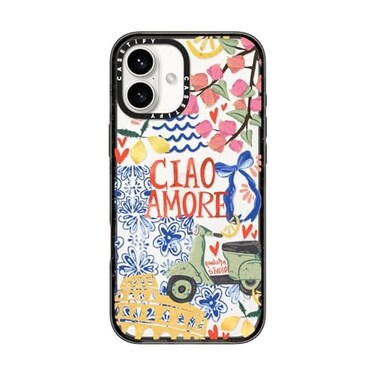 CASETiFY Impact Case for iPhone 16 Plus Slim 82 ft 4X Military Grade Drop ProtectionWireless Charging Compatible Ciao Amore Clear Black