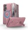 Dexnor for Samsung Galaxy S25 Ultra Case with Camera Cover Adjustable Kickstand Builtin Screen Protector Magnetic Rugged Shockproof Bumper Cases HeavyDuty Protective Cover 2025Peony Pink