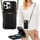 Hanman Crossbody Wallet Case for iPhone 16 Pro MaxRFID Blocking PU Leather Zipper Handbag Purse Cover Suitable for iPhone 16 Pro MaxLeather Wallet Case for Woman GirlsBlack