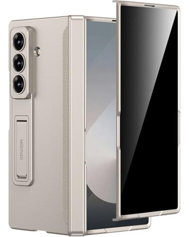 Miimall for Samsung Galaxy Z Fold 7 Case with Privacy Screen Protector Builtin Adjustable Kickstand Magnetic Hinge Protection AllInclusive Protective Case for Galaxy Z Fold 7 5G Titanium Grey