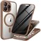 TIESZEN for iPhone 15 Pro Max Case Compatible with MagSafe Builtin Privacy Screen Protector and Camera Protection Anti Spy Full Body Dustproof Shockproof Hard Phone Case 67 Brown