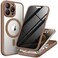 TIESZEN for iPhone 15 Pro Max Case Compatible with MagSafe Builtin Privacy Screen Protector and Camera Protection Anti Spy Full Body Dustproof Shockproof Hard Phone Case 67 Brown