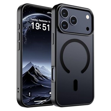 SUPFINE Magnetic for iPhone 17 Pro Case Compatible with MagSafeMilitary Grade Drop Protection Translucent Matte Shockproof with AntiFingerprint Phone CoverBlack