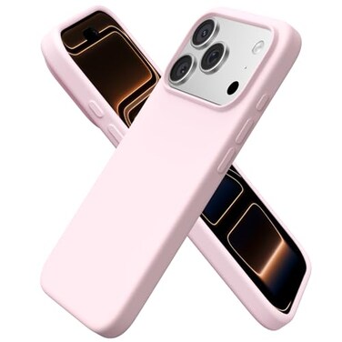 ORNARTO Compatible with iPhone 17 Pro Case 63 Slim Liquid Silicone 4 Layers Full Covered Soft Gel Rubber Shockproof Cover Protective Phone Case for iPhone 17 ProChalk Pink