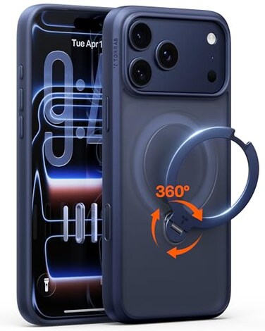TORRAS Q3 Spin for iPhone 17 Pro Max Case with 360 Magnetic Stand Camera Control Fit for MagSafe 4X MilitaryGrade Shockproof Case for iPhone 17 Pro Max Phone Case with Kickstand Deep Blue