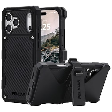Pelican Shield iPhone 17 Pro Max Case Compatible with MagSafe Rugged Phone Case w 21ft MilitaryGrade Drop Protection Heavy Duty Phone Cover wBelt Clip Holster for iPhone 17 Pro Max Carbon
