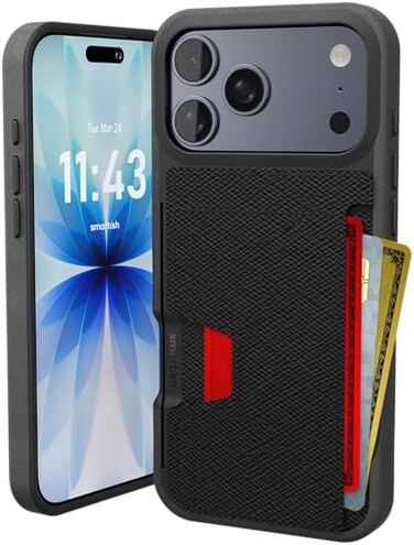Smartish iPhone17 Pro Max Wallet Case Wallet Slayer Vol 2 Slim Protective Credit Card Holder wKickstand Drop Tested Hidden Card Slot Cover for Apple iPhone17 Pro Max Black Tie Affair