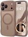 CAPRARO Magnetic for iPhone 17 Pro Case for Women Girls Upgraded Full Camera Protection Compatible with MagSafe Cute Wave Translucent Matte Phone Case for iPhone 17 Pro Brown