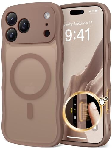 CAPRARO Magnetic for iPhone 17 Pro Case for Women Girls Upgraded Full Camera Protection Compatible with MagSafe Cute Wave Translucent Matte Phone Case for iPhone 17 Pro Brown