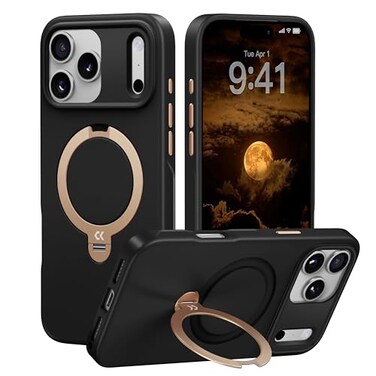 CASEKOO Midnight Black Designed for iPhone 17 Pro Max Case with Spin Magnetic Stand 16FT Military Protection NonSlip Edge Fit for MagSafe Shockproof for iPhone 17 Pro Max Phone Case 69