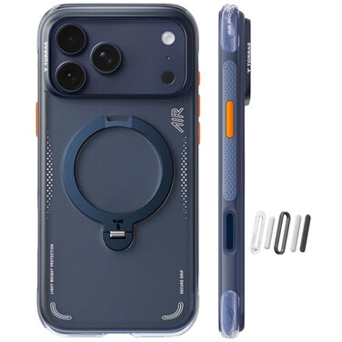 TORRAS Ostand Q3 Air for iPhone 17 Pro Max Case with 360 Magnetic Stand Fit for MagSafe MilGrade Drop Tested Camera Control Button Shockproof Phone Case for iPhone 17 Pro Max 69 Midnight Blue