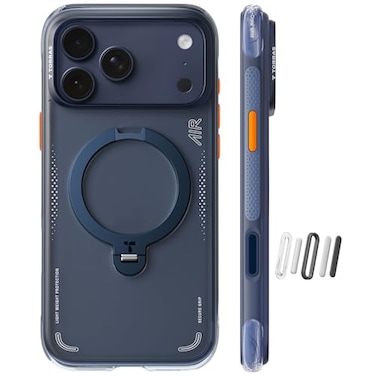 TORRAS Ostand Q3 Air for iPhone 17 Pro Case 63 with Stronger Magnetic Stand Fit for Magsafe Airbags Miltary Protection Camera Control for iPhone 17 Pro Case Shockproof Stylish Midnight Blue